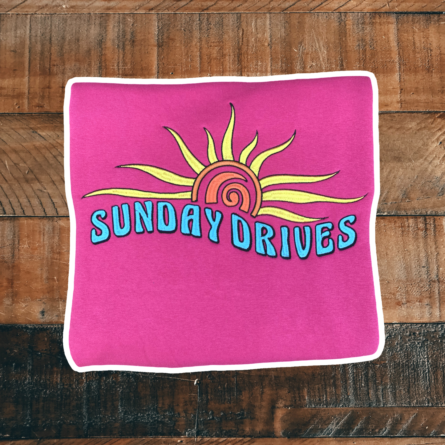 SUNNY SUNDAY DRIVES CREWNECK AQUA LOGO