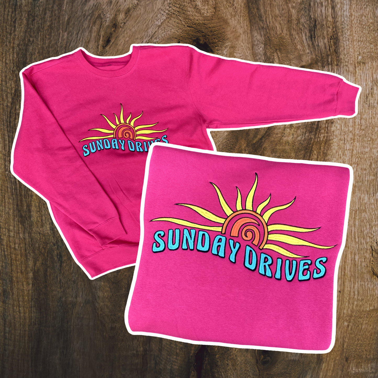 SUNNY SUNDAY DRIVES CREWNECK AQUA LOGO