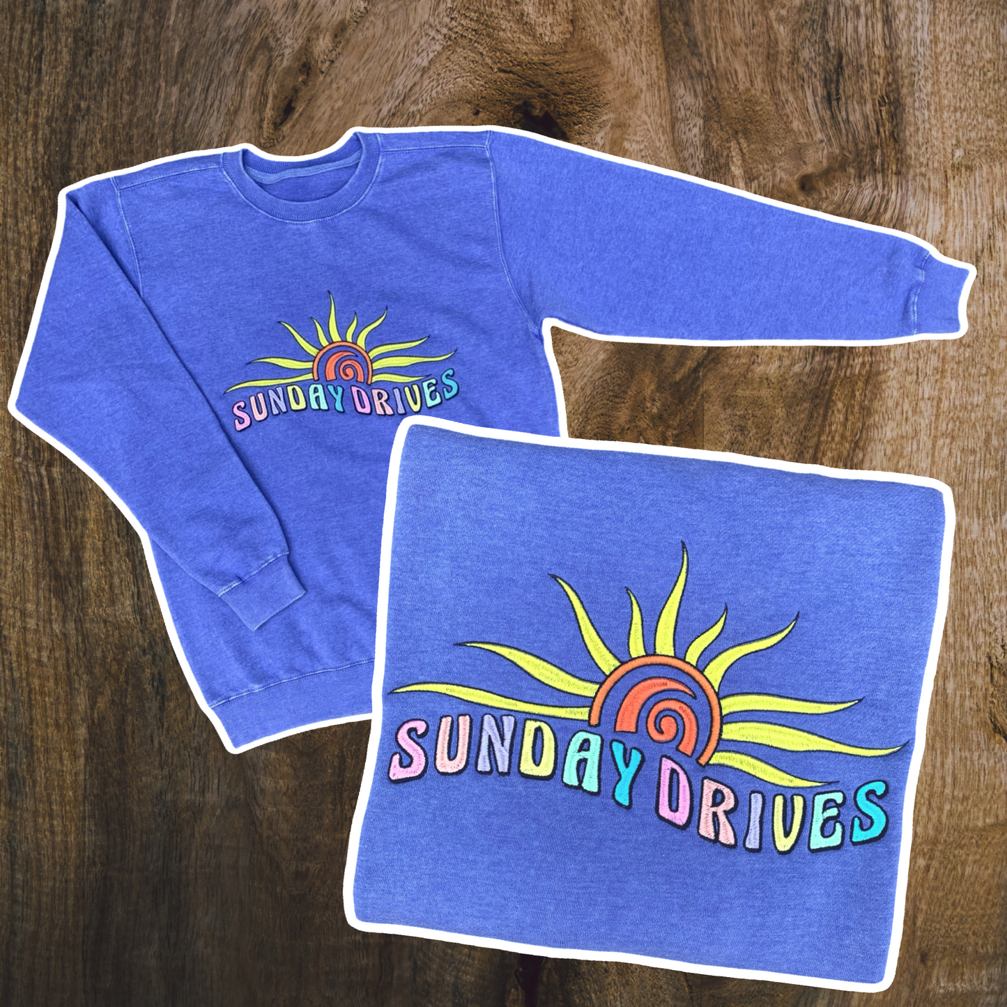 SUNNY SUNDAY DRIVES CREWNECK RAINBOW