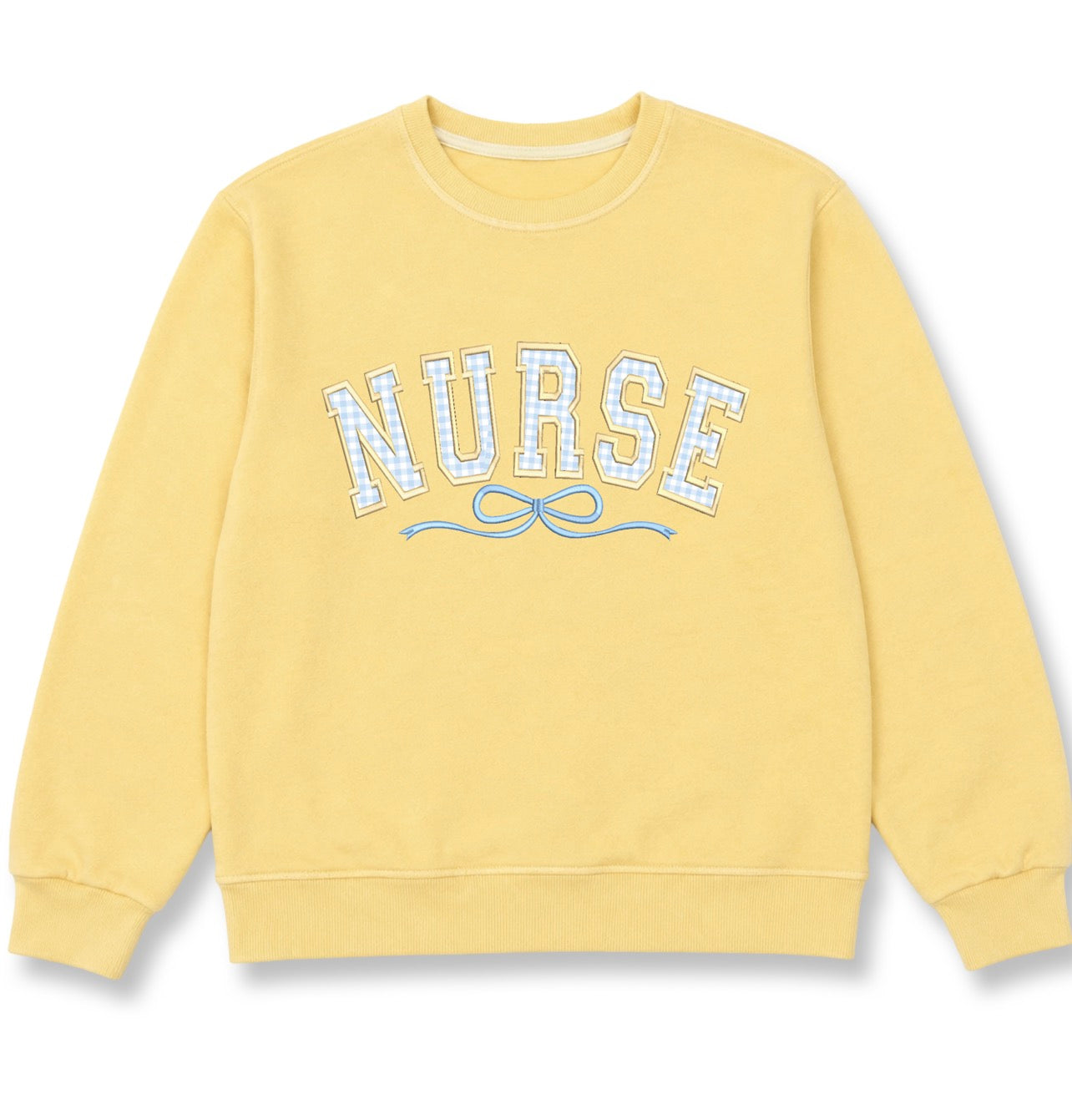 PRE- ORDER NURSE GINGHAM APPLIQUE BLUE